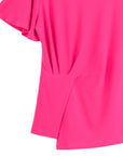 Flounce Sleeve Stitch Overlay Top - Hot Pink