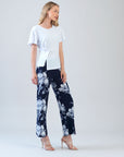 Relaxed Kick Front Slit Ankle Pant - Peony Blossom