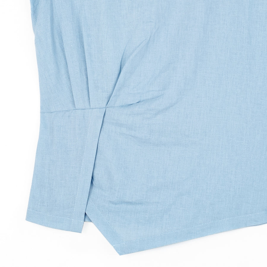 Soft Cotton - Cap Sleeve Stitch Overlay Top - Powder Blue – Clara