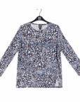 Cozy Texture - Textured Vented Sweater Tunic - Floral Puff