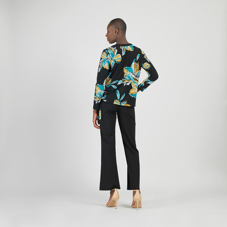 Cozy Knit - Textured Side Pull-Tie Sweater Top - Butterfly Orchid