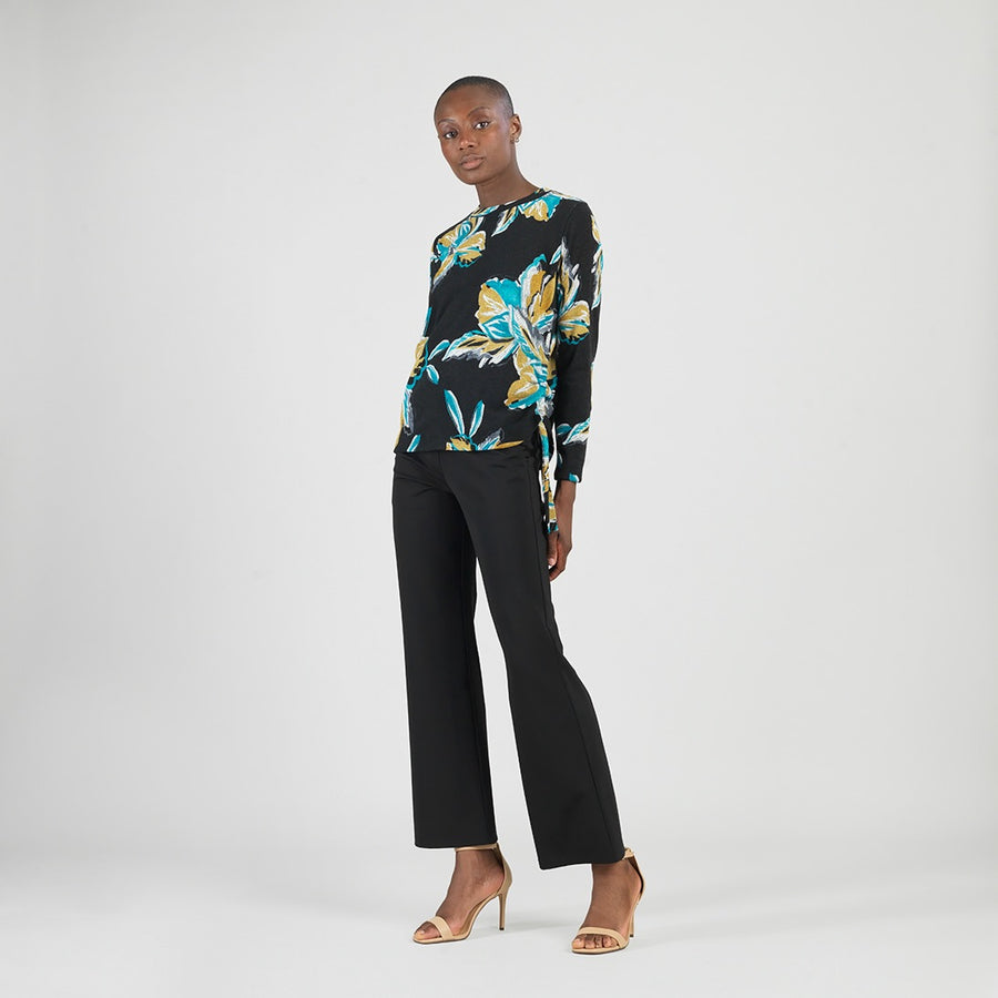 Cozy Knit - Textured Side Pull-Tie Sweater Top - Butterfly Orchid