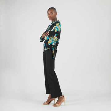 Cozy Knit - Textured Side Pull-Tie Sweater Top - Butterfly Orchid