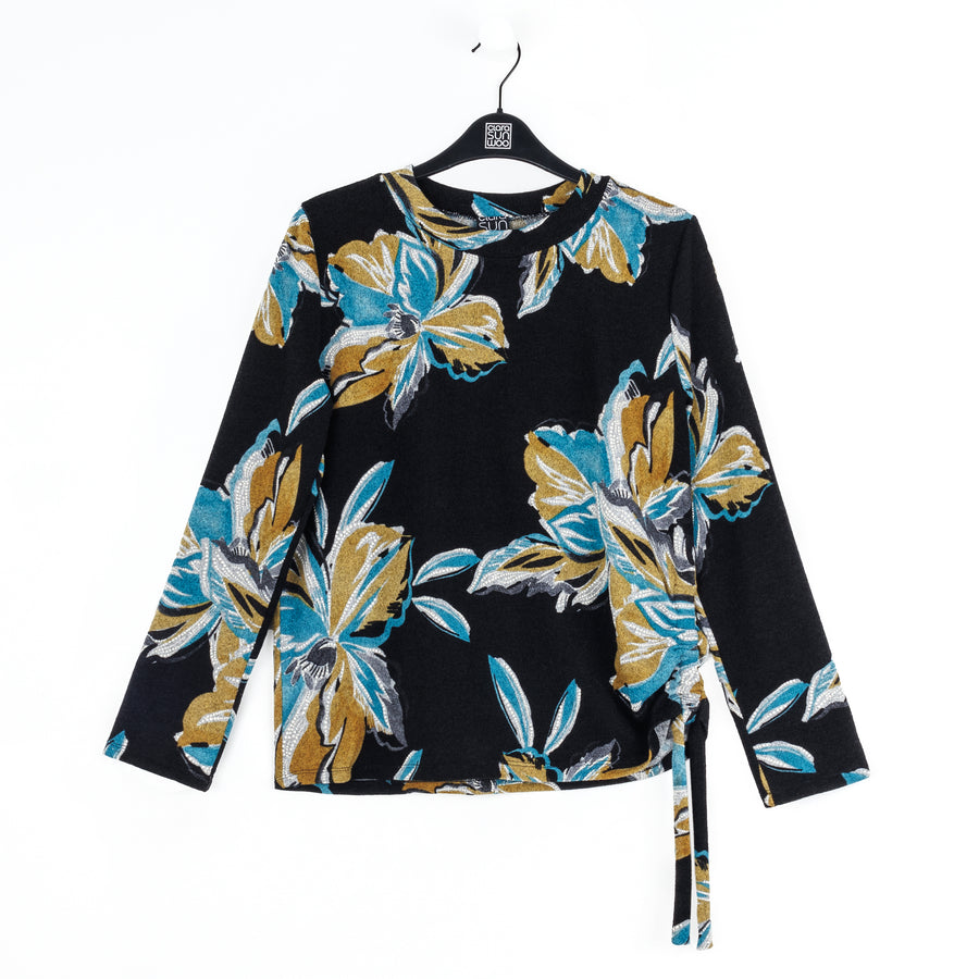 Cozy Knit - Textured Side Pull-Tie Sweater Top - Butterfly Orchid