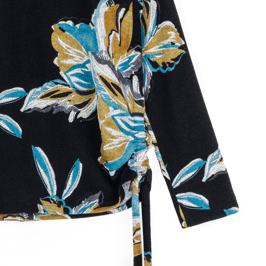 Cozy Knit - Textured Side Pull-Tie Sweater Top - Butterfly Orchid