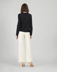 Soft Ribbed - Side Pull-Tie Sweater Top - Black
