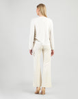 Soft Ribbed - Side Pull-Tie Sweater Top - Oatmeal