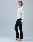 Soft Ribbed - Side Pull-Tie Sweater Top - Oatmeal - Final Sale