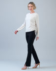 Soft Ribbed - Side Pull-Tie Sweater Top - Oatmeal - Final Sale