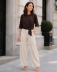 Signature Side Tie Top - Brown