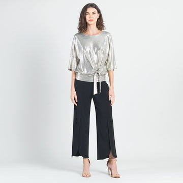Shimmer Foil Lamé - Side Tie Top - Champagne