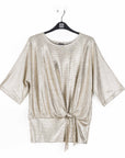 Shimmer Foil Lamé - Side Tie Top - Champagne - Limited Sizes -  XS, LRG