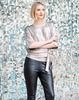 Shimmer Foil Lamé - Side Tie Top - Champagne - Limited Size - XS