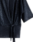 Shimmer Dots - Side Tie Top - Black