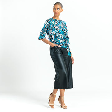 Butter Knit - Side Tie Top - Animal Palm