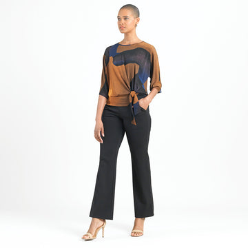 Side Tie Top - Tan Watercolor - Final Sale!