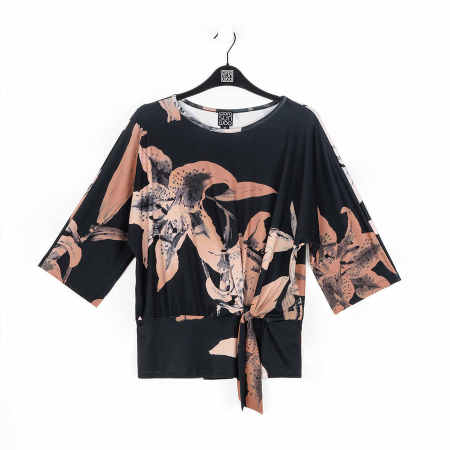 Side Tie Top - Abstract Lily