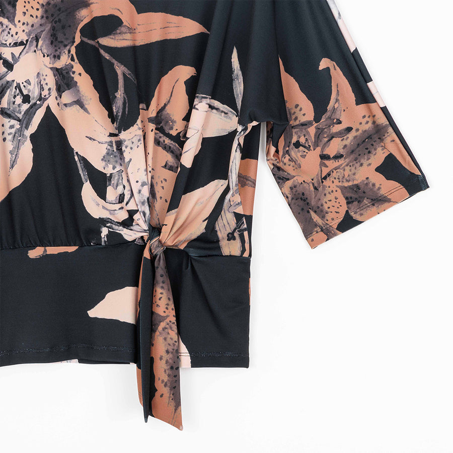 Side Tie Top - Abstract Lily
