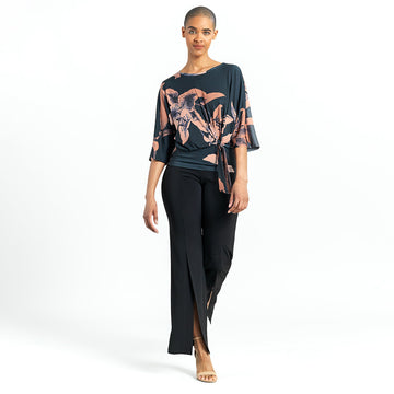 Side Tie Top - Abstract Lily