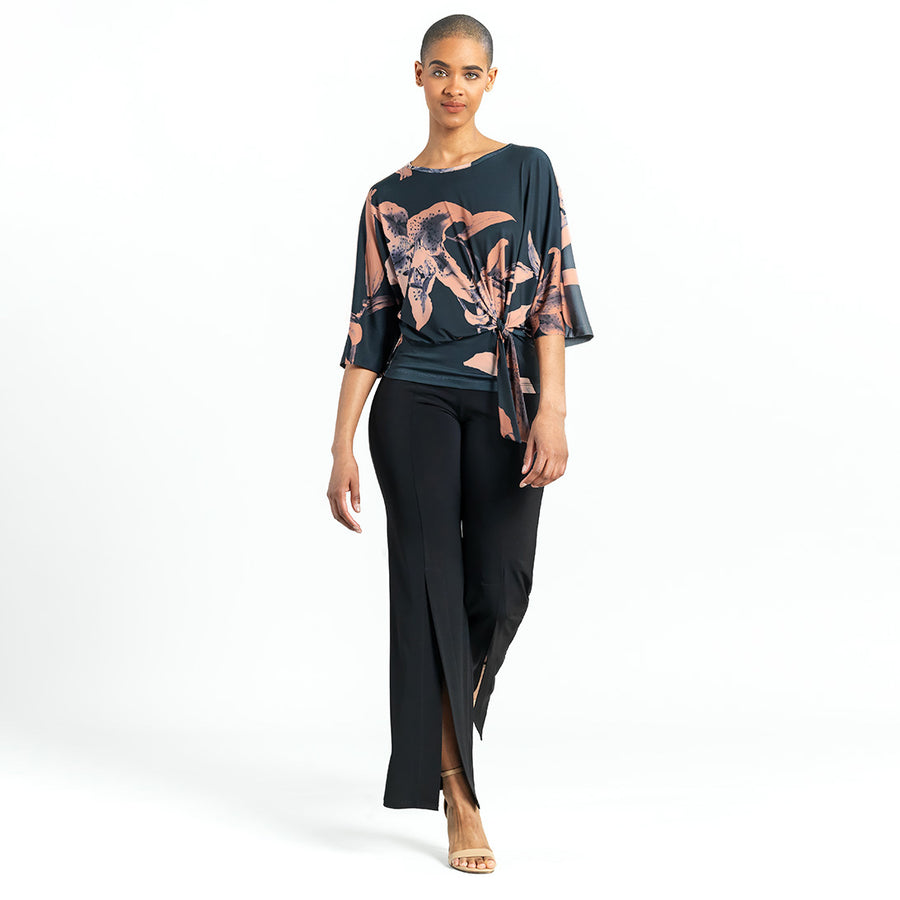 Side Tie Top - Abstract Lily