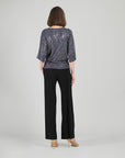 Shimmer Sequin - Side Tie Top - Silver Pinstripe