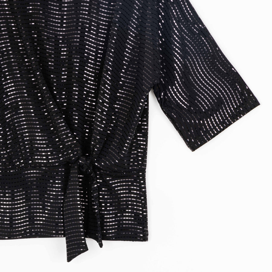 Shimmer Embellished - Side Tie Top - Black
