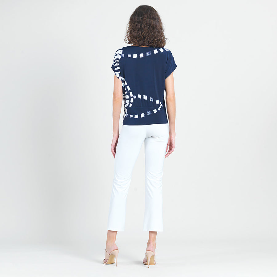 Dolman Short Sleeve Top - Track Line-Navy