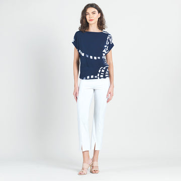 Dolman Short Sleeve Top - Track Line-Navy