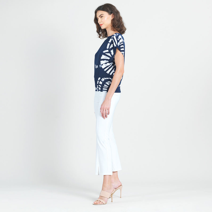 Dolman Short Sleeve Top - Track Line-Navy