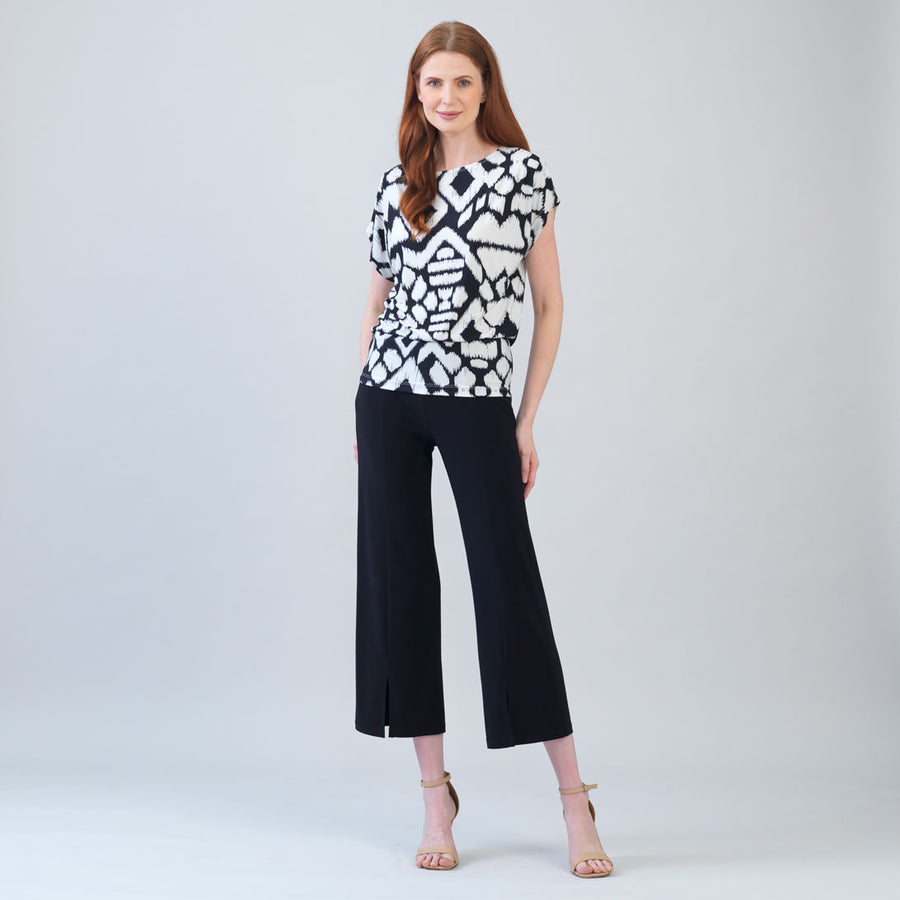 Crinkle Pleat Knit - Dolman Short Sleeve Top - Aztec - Final Sale