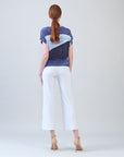 Silky Pleat Knit - Dolman Short Sleeve Top - Lunar Stripe - Final Sale