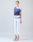 Silky Pleat Knit - Dolman Short Sleeve Top - Lunar Stripe - Final Sale