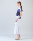 Silky Pleat Knit - Dolman Short Sleeve Top - Lunar Stripe - Final Sale