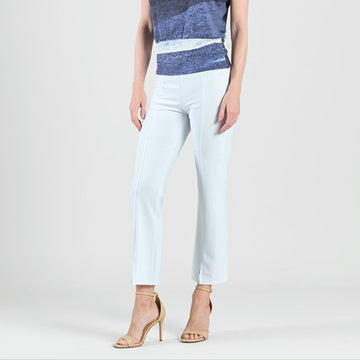 Center Seam Front Slit Ankle Pant - White