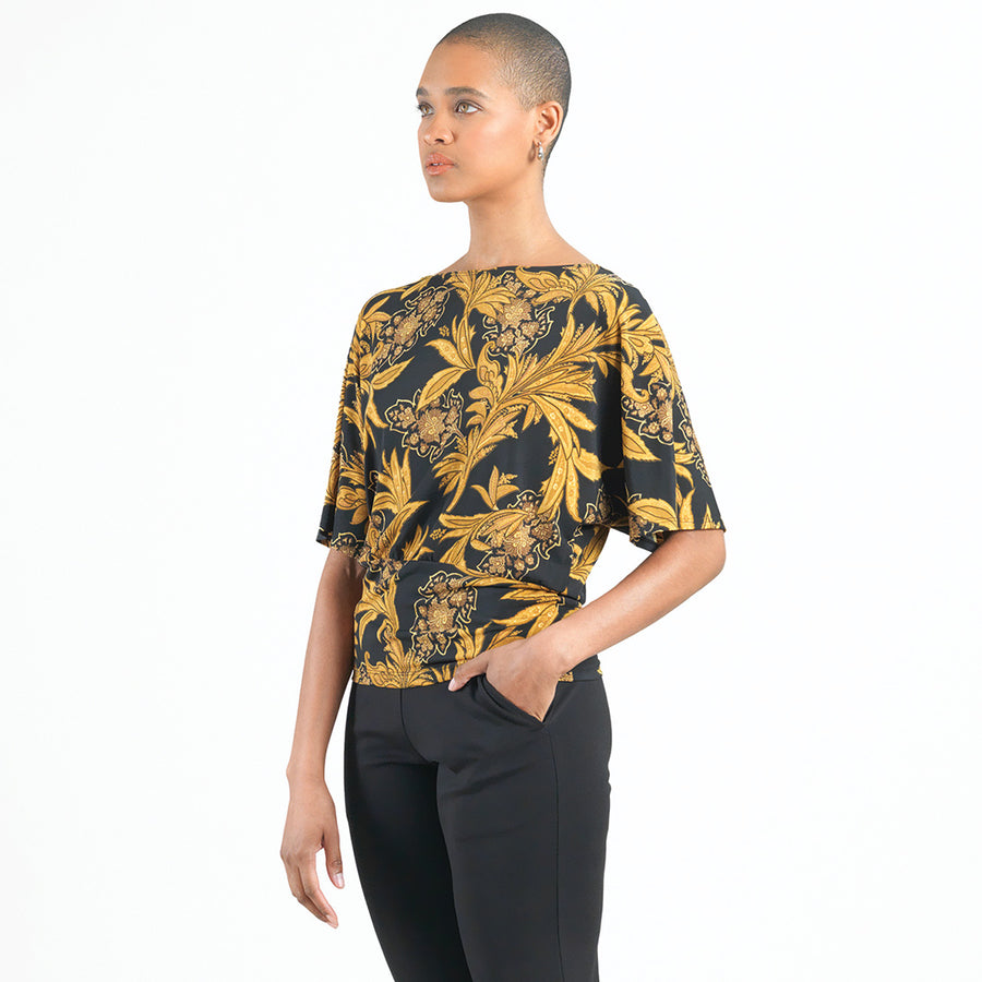 Dolman Half Sleeve Top - Baroque Paisley