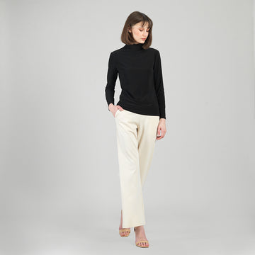 Mock Funnel Neck Top - Black