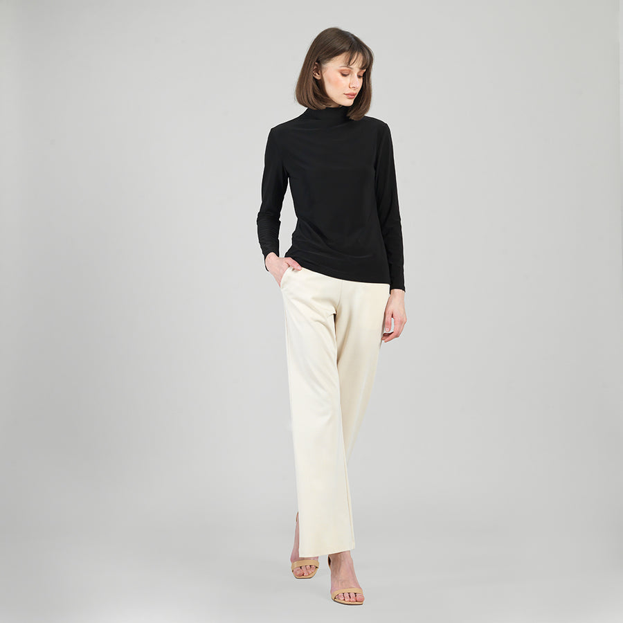 Mock Funnel Neck Top - Black