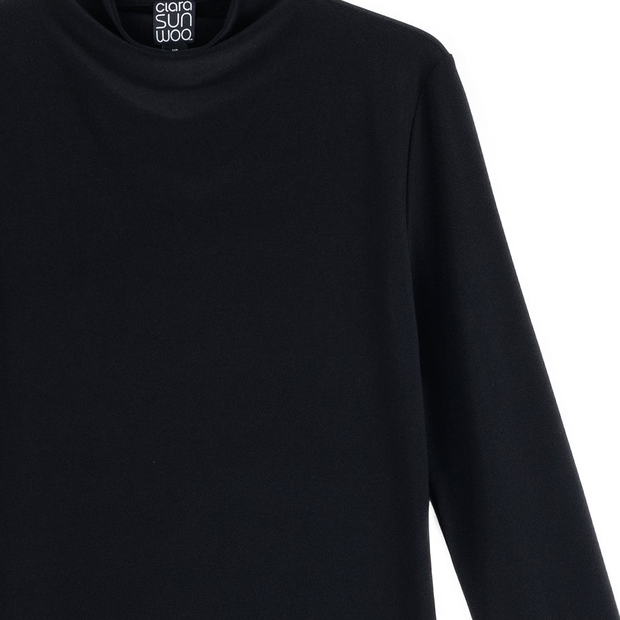 Mock Funnel Neck Top - Black
