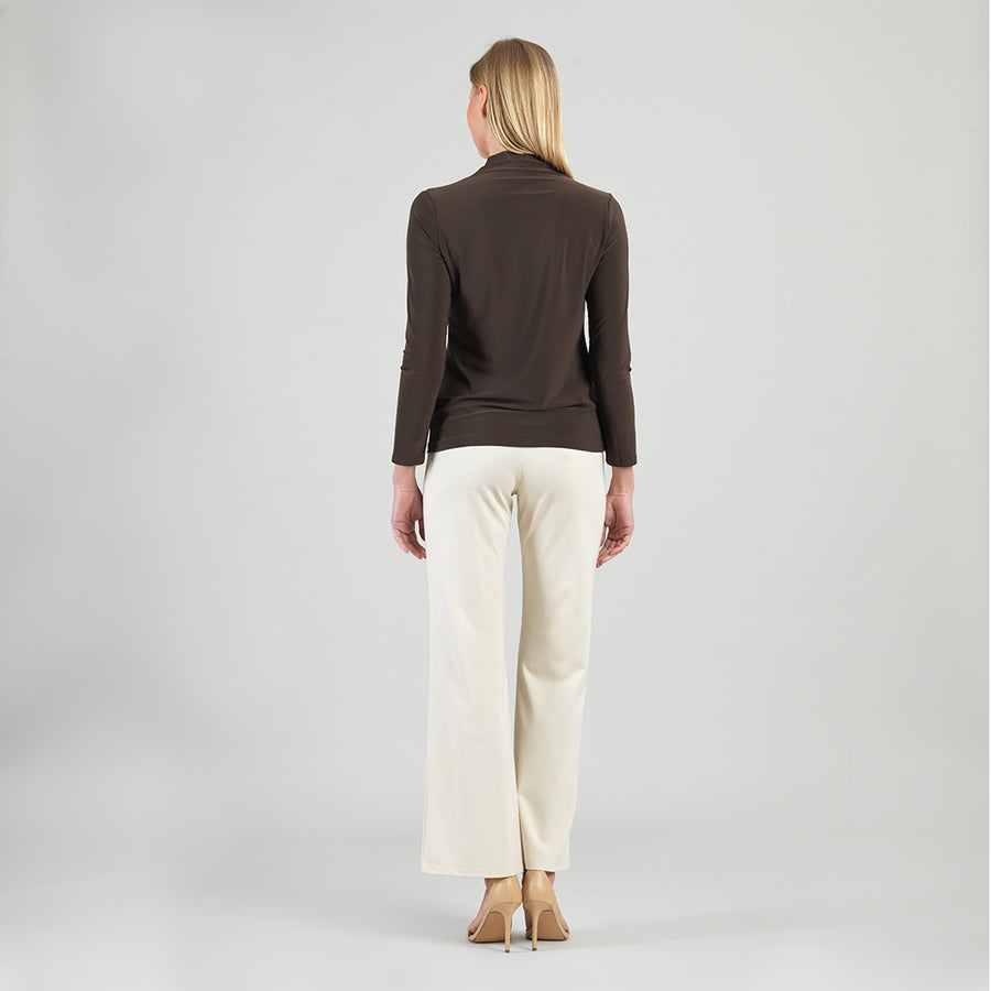 Mock Funnel Neck Top - Brown