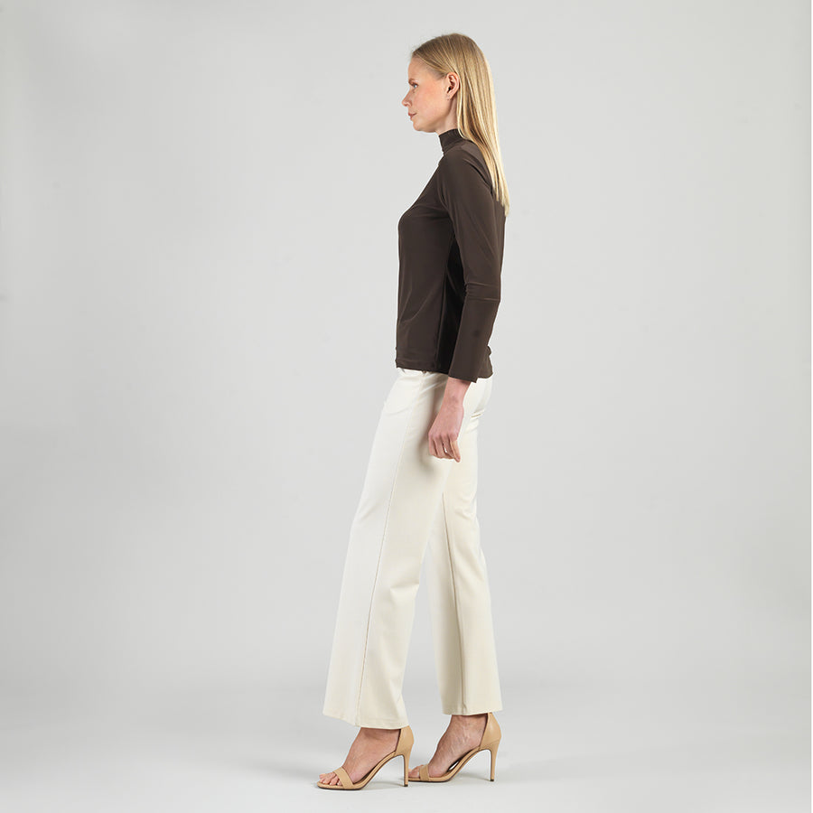 Mock Funnel Neck Top - Brown
