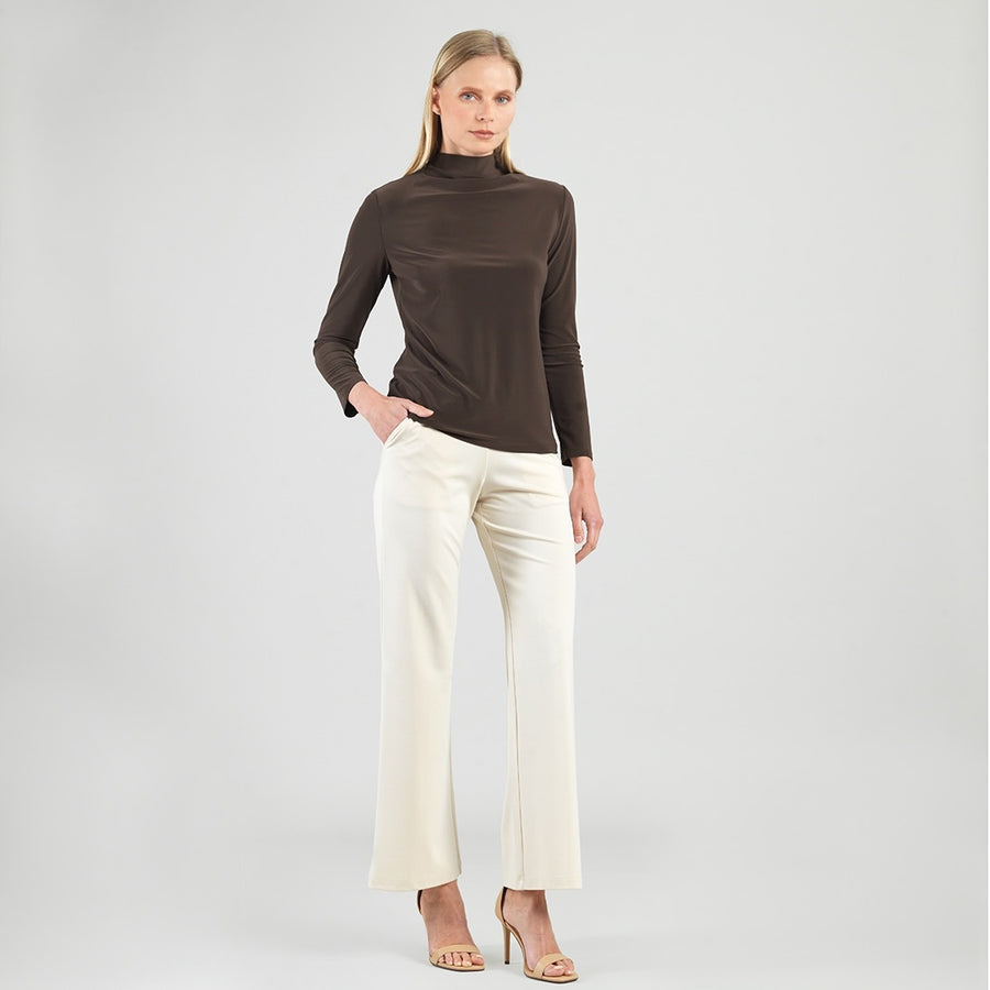 Mock Funnel Neck Top - Brown