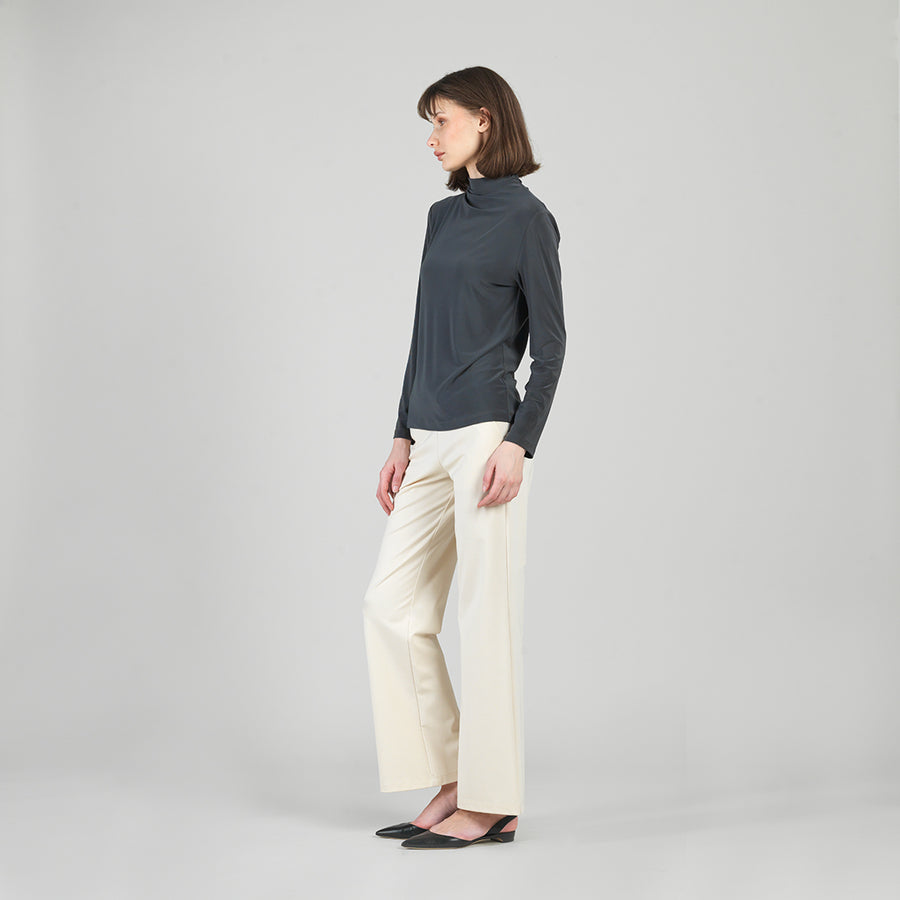 Mock Funnel Neck Top - Charcoal