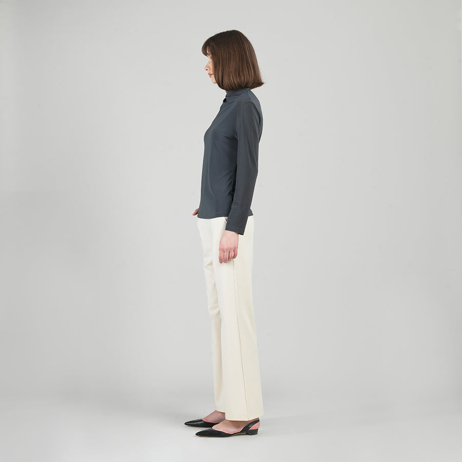 Mock Funnel Neck Top - Charcoal