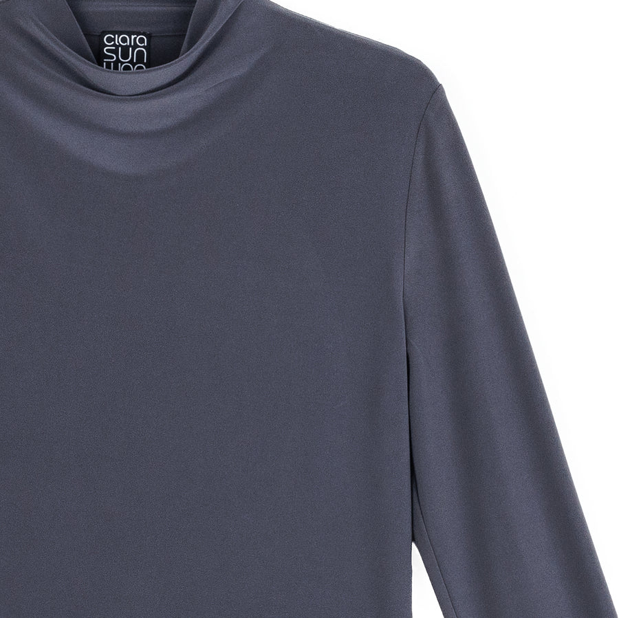 Mock Funnel Neck Top - Charcoal