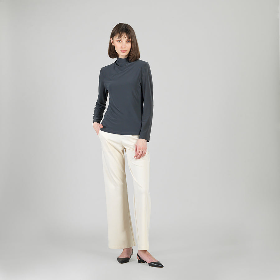 Mock Funnel Neck Top - Charcoal