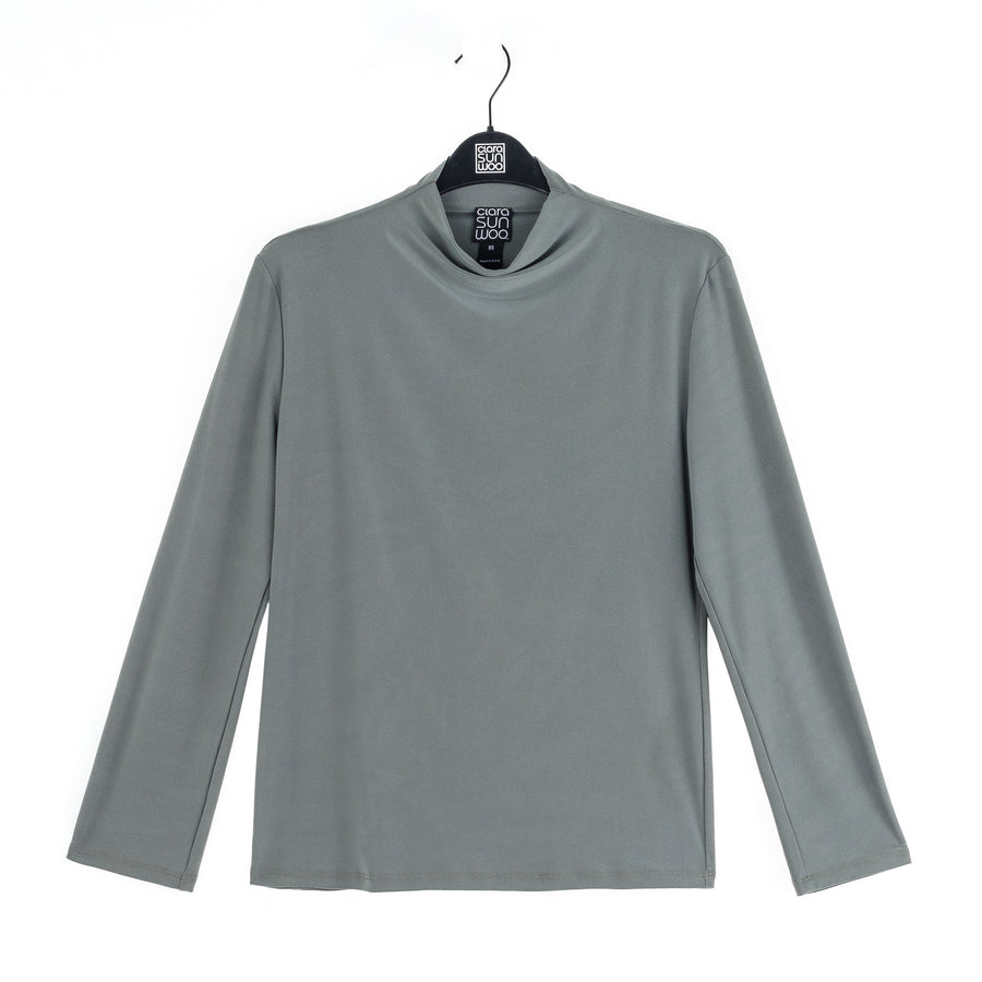 Mock Funnel Neck Top - Olive
