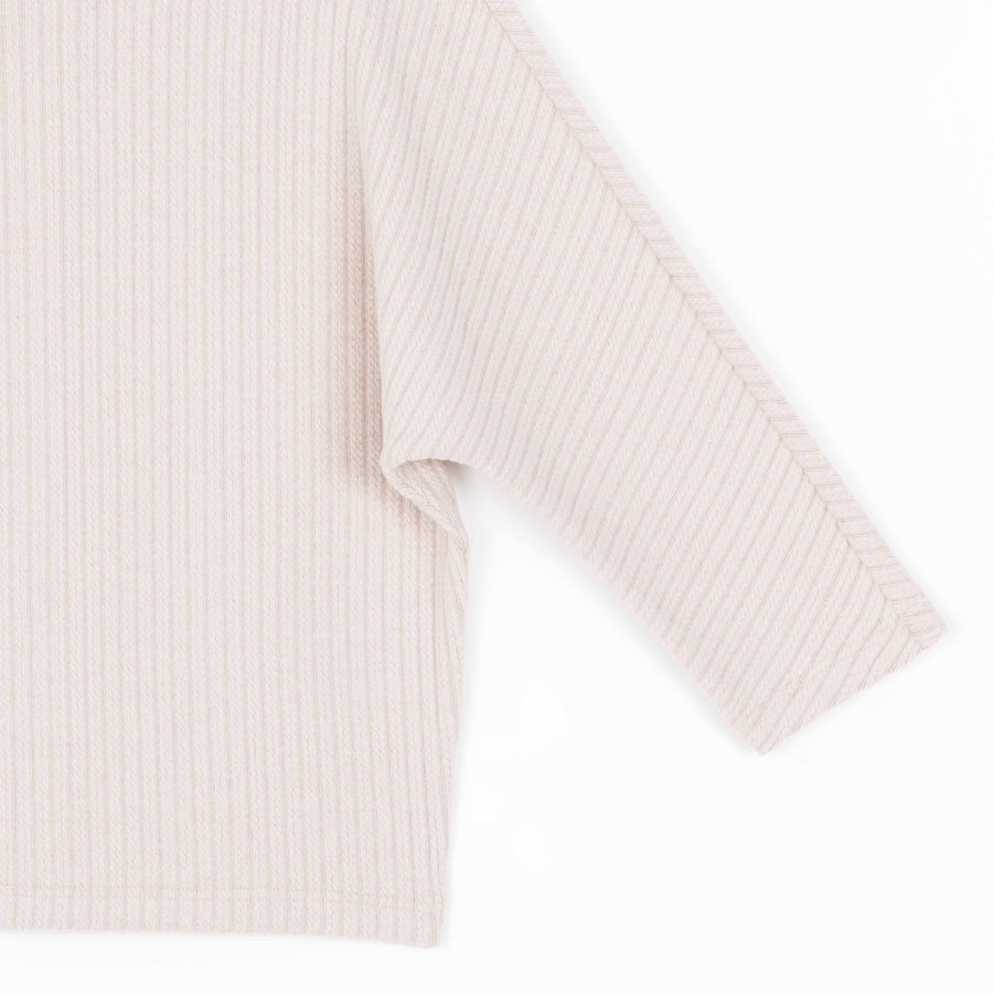 Chunky Ribbed - Funnel Neck Modern Sweater Top - Sand