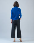 Plush Ribbed - Funnel Neck Sweater - Cobalt
