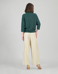 Plush Ribbed - Ribbed Funnel Neck Sweater Top - Hunter Green