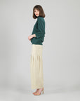 Plush Ribbed - Ribbed Funnel Neck Sweater Top - Hunter Green